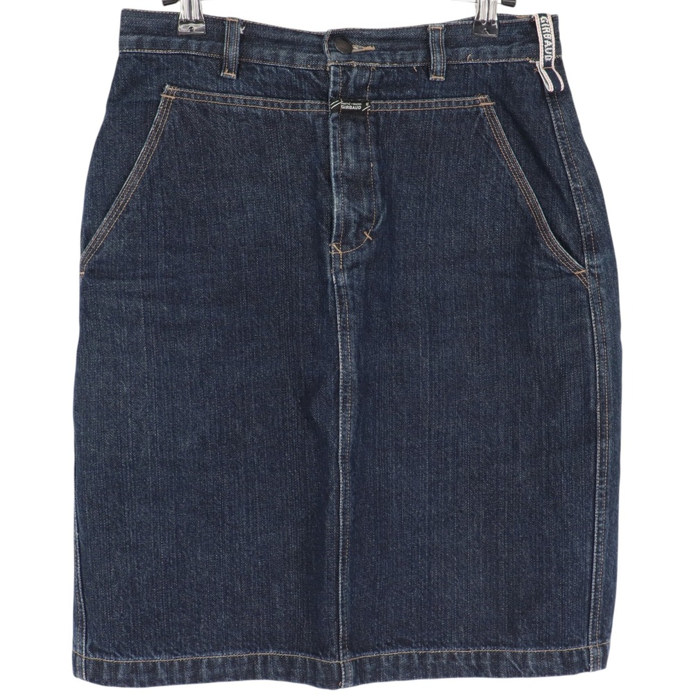 Vintage Marithe Francois Girbaud Size 6 Dark Wash Denim Utility Y2K Midi Skirt